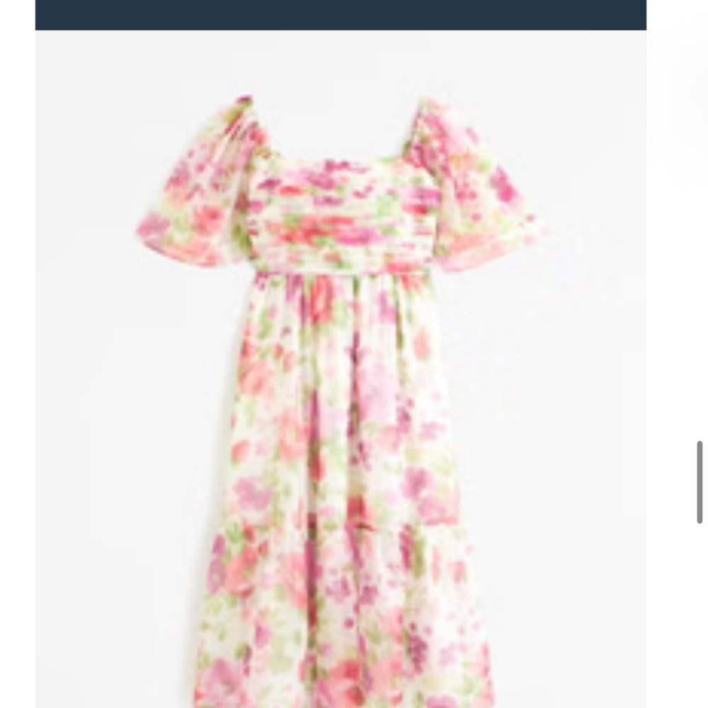 FLORAL The A&F Emerson Angel Sleeve Midi Dress - Picture 4 of 4